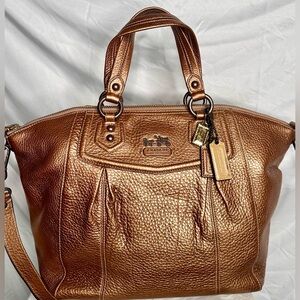 COACH Madison Claire Copper Metallic Bronze Leather Tote Crossbody Shoulder Bag